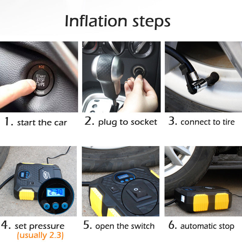 12V Car Tire Inflator with Digital Display
