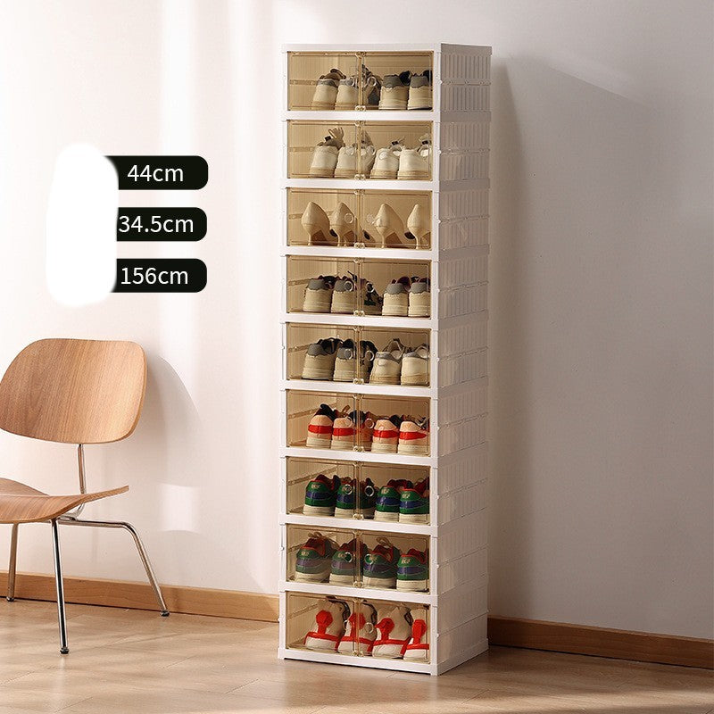 Double Row Folding Shoe Box Transparent Storage Rack Installation shoe organiser multi purpose organiser