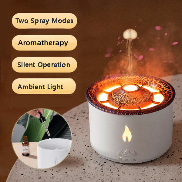 New Oil Humidifier Volcano Creative Ultrasonic Essential Room Air Flame Humidifier Diffuser