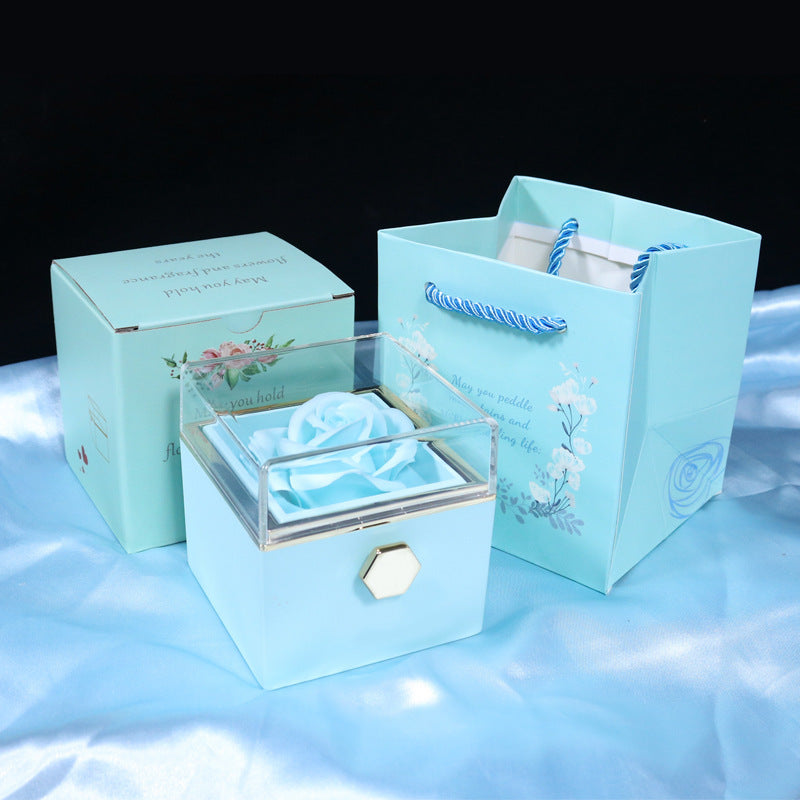 Rotating Soap Flower Rose valentines Gift Box Creative Rotating Rose Jewelry Packaging Box Valentine's Day Gift For Women Gift Ideas