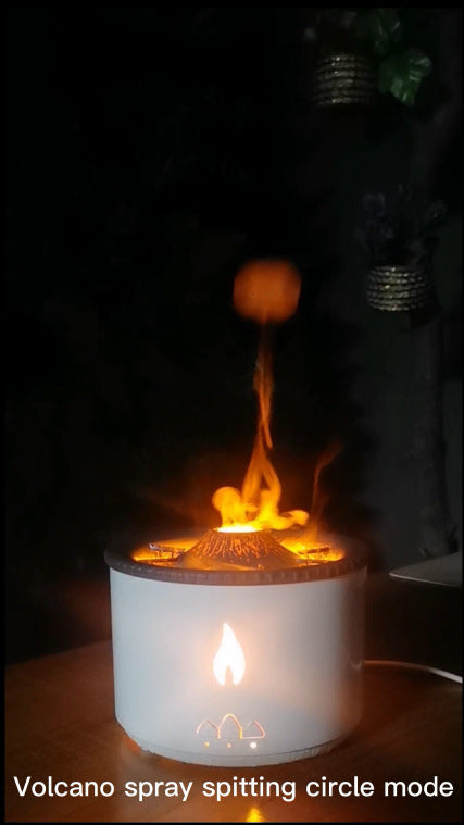 New Oil Humidifier Volcano Creative Ultrasonic Essential Room Air Flame Humidifier Diffuser