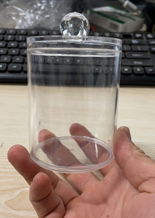 Clear Round Cotton Swab Storage Container for Home Use