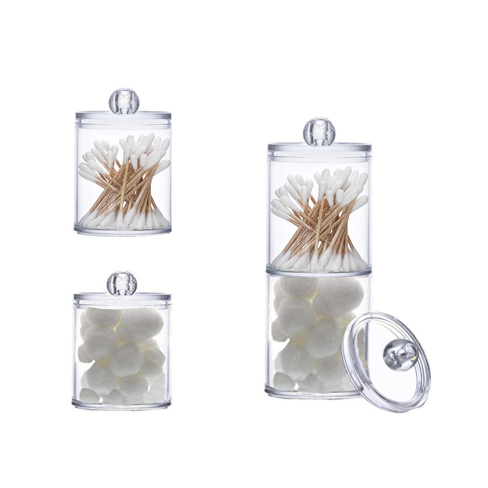 Clear Round Cotton Swab Storage Container for Home Use