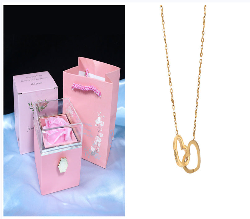 Rotating Soap Flower Rose valentines Gift Box Creative Rotating Rose Jewelry Packaging Box Valentine's Day Gift For Women Gift Ideas