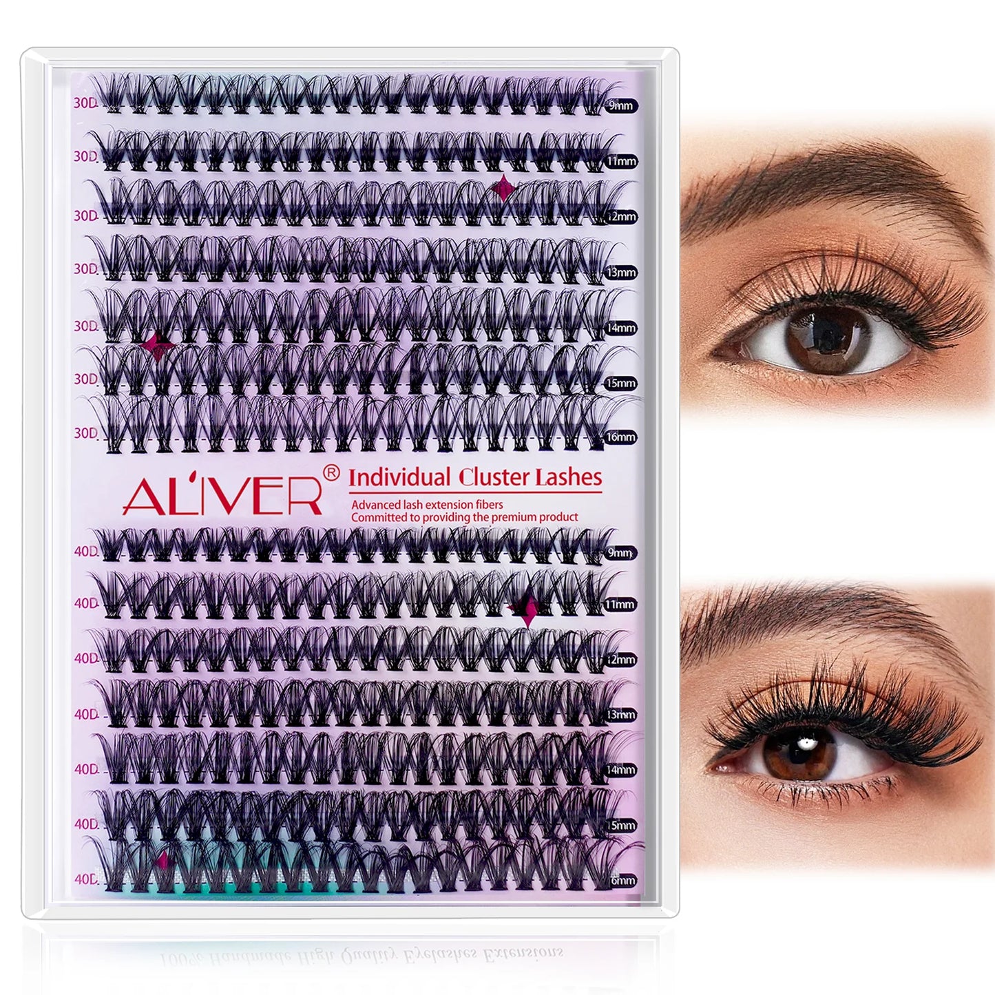 Lash Clusters 280Pcs Individual Lashes DIY Lash Extension Eyelash Clusters 30D 40D 9-16Mm D Curl Cluster Lashes Extensions(30D+40D-9-16Mm)