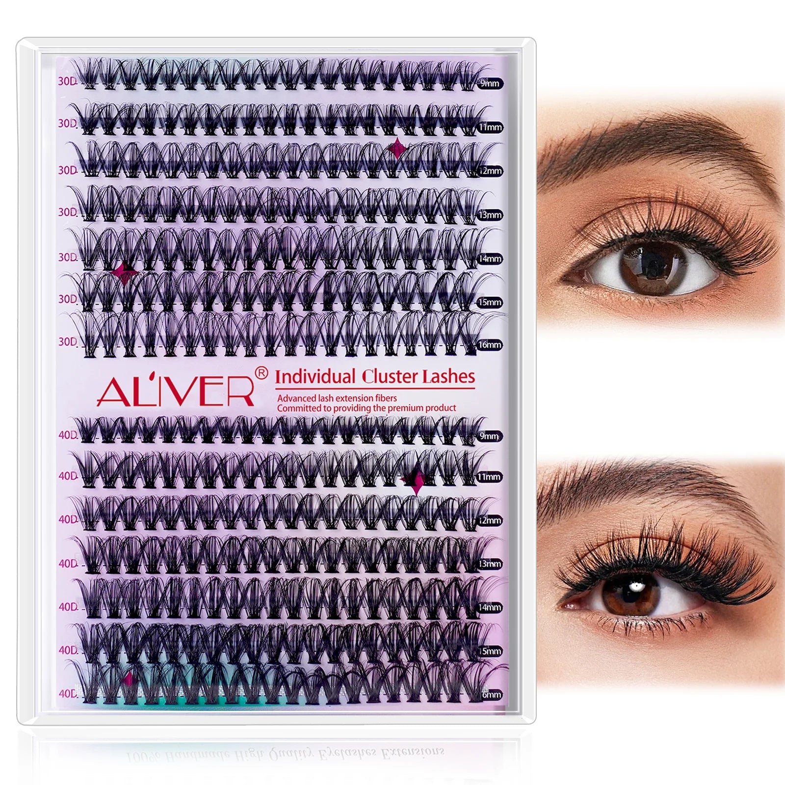 Lash Clusters 280Pcs Individual Lashes DIY Lash Extension Eyelash Clusters 30D 40D 9-16Mm D Curl Cluster Lashes Extensions(30D+40D-9-16Mm)