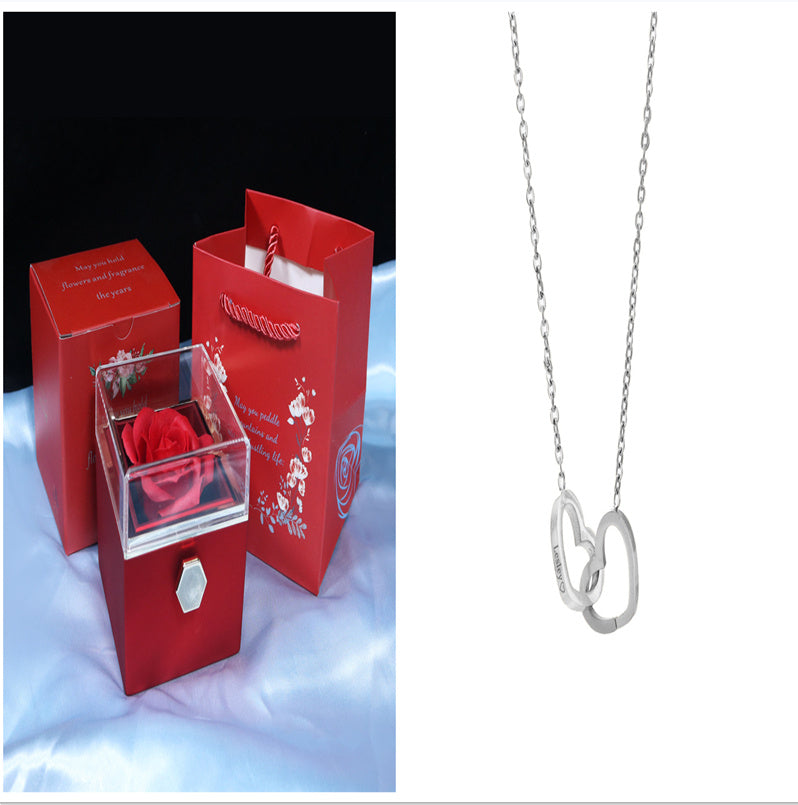 Rotating Soap Flower Rose valentines Gift Box Creative Rotating Rose Jewelry Packaging Box Valentine's Day Gift For Women Gift Ideas