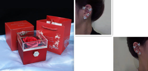 Rotating Soap Flower Rose valentines Gift Box Creative Rotating Rose Jewelry Packaging Box Valentine's Day Gift For Women Gift Ideas