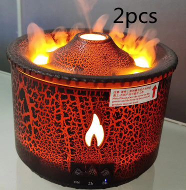 New Oil Humidifier Volcano Creative Ultrasonic Essential Room Air Flame Humidifier Diffuser
