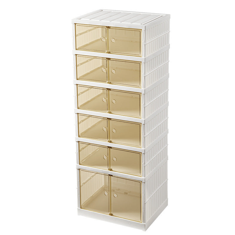 Double Row Folding Shoe Box Transparent Storage Rack Installation shoe organiser multi purpose organiser