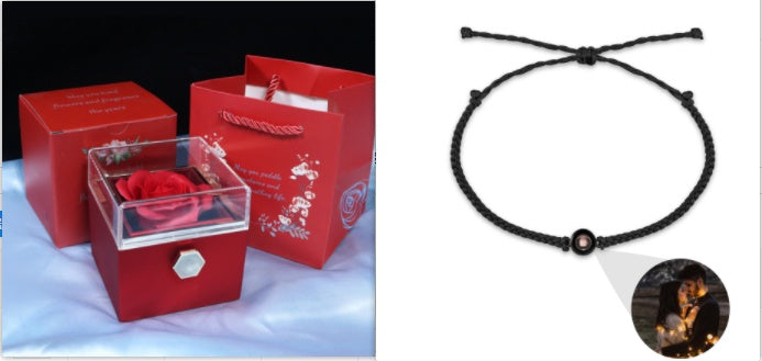 Rotating Soap Flower Rose valentines Gift Box Creative Rotating Rose Jewelry Packaging Box Valentine's Day Gift For Women Gift Ideas