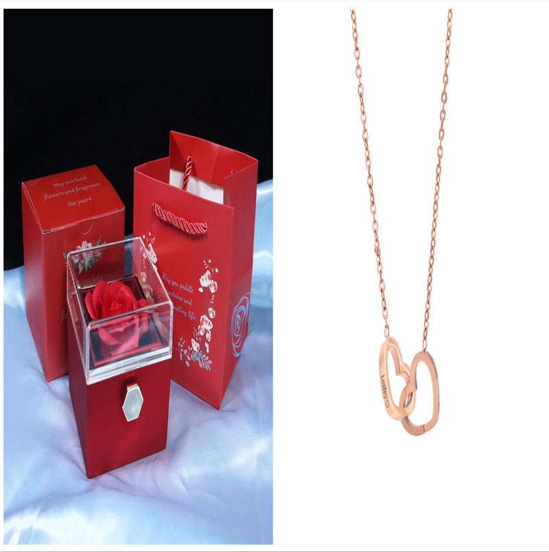 Rotating Soap Flower Rose valentines Gift Box Creative Rotating Rose Jewelry Packaging Box Valentine's Day Gift For Women Gift Ideas