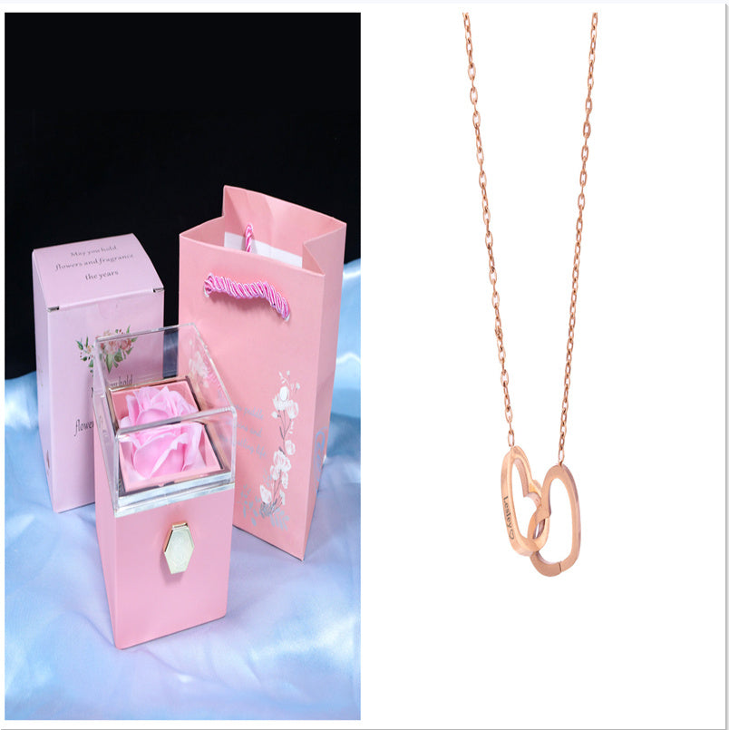 Rotating Soap Flower Rose valentines Gift Box Creative Rotating Rose Jewelry Packaging Box Valentine's Day Gift For Women Gift Ideas