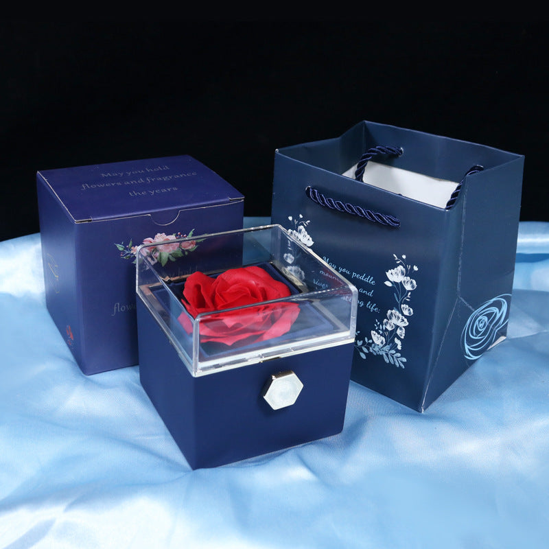 Rotating Soap Flower Rose valentines Gift Box Creative Rotating Rose Jewelry Packaging Box Valentine's Day Gift For Women Gift Ideas