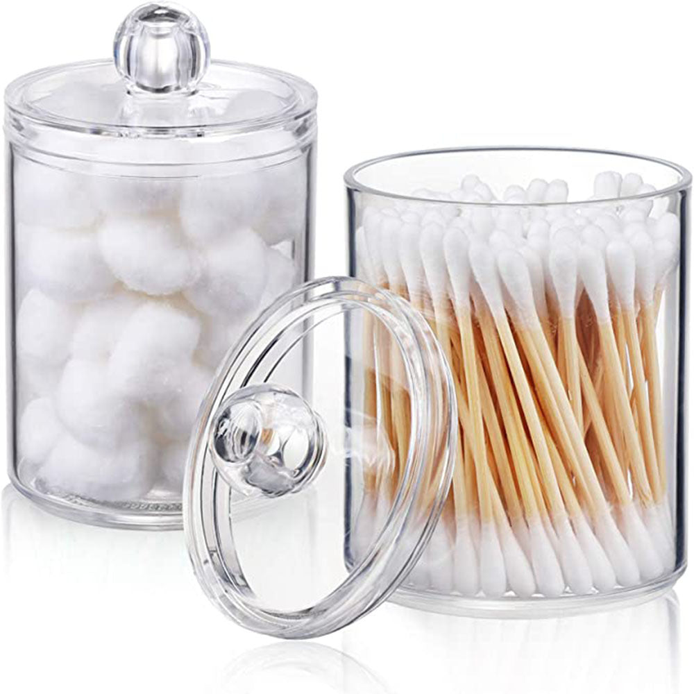 Clear Round Cotton Swab Storage Container for Home Use