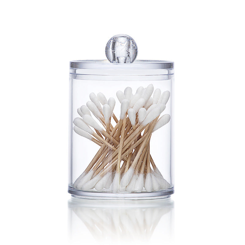 Clear Round Cotton Swab Storage Container for Home Use