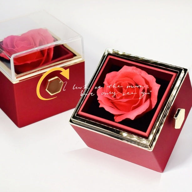 Rotating Soap Flower Rose valentines Gift Box Creative Rotating Rose Jewelry Packaging Box Valentine's Day Gift For Women Gift Ideas