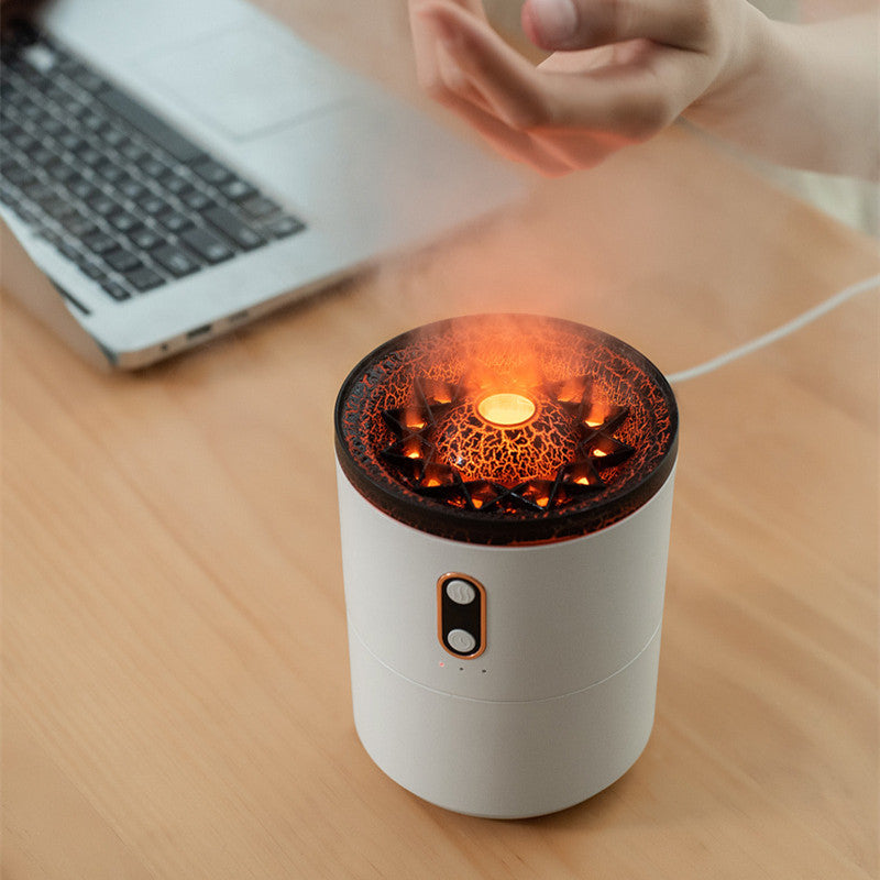 New Oil Humidifier Volcano Creative Ultrasonic Essential Room Air Flame Humidifier Diffuser