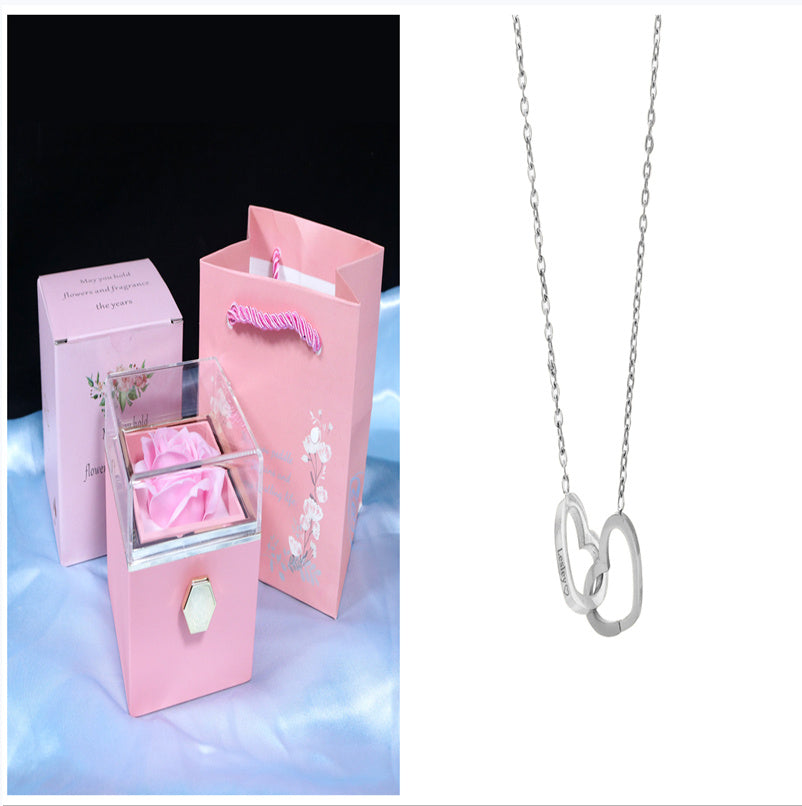 Rotating Soap Flower Rose valentines Gift Box Creative Rotating Rose Jewelry Packaging Box Valentine's Day Gift For Women Gift Ideas