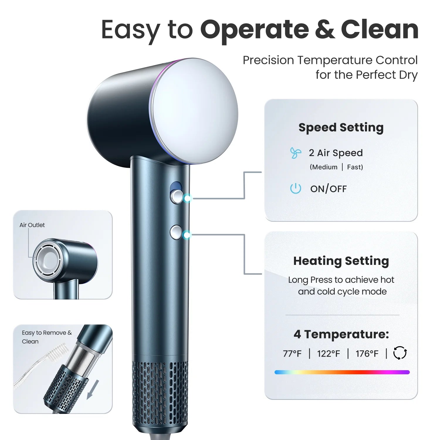 High Speed Portable Hair Dryer with Diffuser for Women Man Home Travel
