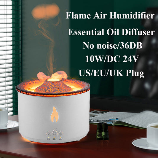 New Oil Humidifier Volcano Creative Ultrasonic Essential Room Air Flame Humidifier Diffuser