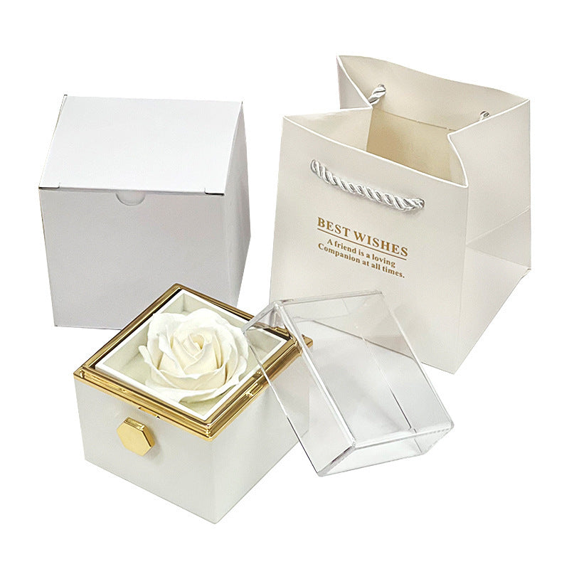 Rotating Soap Flower Rose valentines Gift Box Creative Rotating Rose Jewelry Packaging Box Valentine's Day Gift For Women Gift Ideas