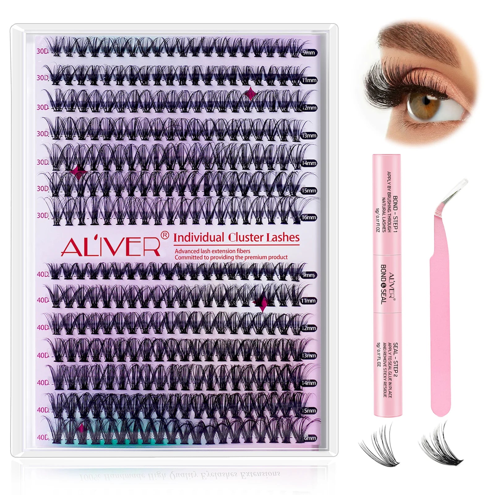 Lash Clusters 280Pcs Individual Lashes DIY Lash Extension Eyelash Clusters 30D 40D 9-16Mm D Curl Cluster Lashes Extensions(30D+40D-9-16Mm)