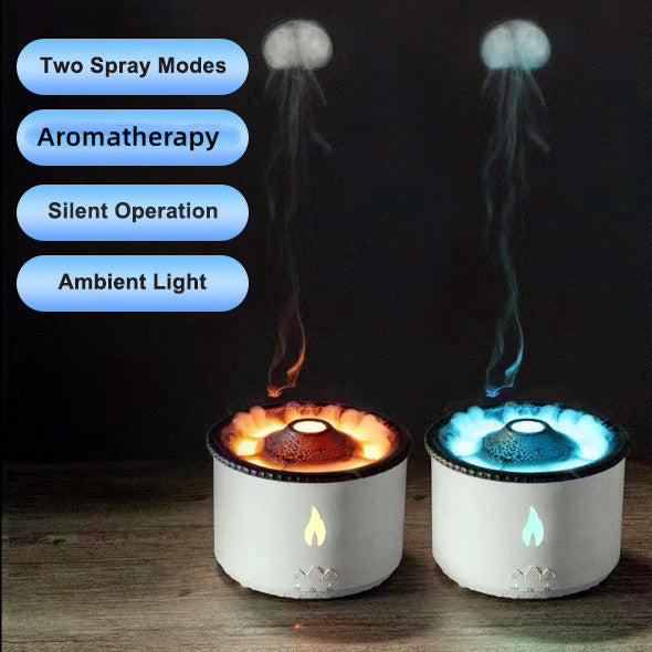New Oil Humidifier Volcano Creative Ultrasonic Essential Room Air Flame Humidifier Diffuser